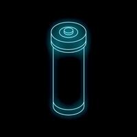 Glowing neon battery icon illustrating rechargeable energy source vector