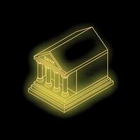 Bank building glowing on dark background vector