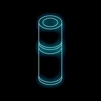Neon blue cosmetic container glowing on black background vector