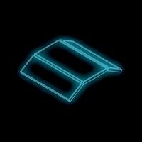 Neon blue outline of a laptop computer standing open at an angle vector