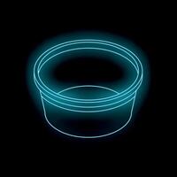 Empty plastic container glowing with neon blue light vector