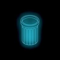 Blue neon trash can shining in the dark vector