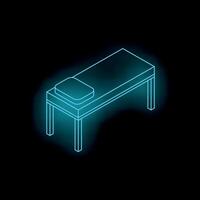 Neon medical table shining in dark space representing healthcare vector