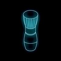 Neon shaving brush glowing on dark background vector