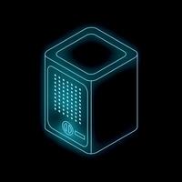 neón inteligente altavoz brillante en negro antecedentes vector