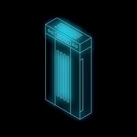 Glowing neon elevator showing floor number on black background vector