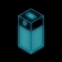 Neon smart speaker glowing on black background vector