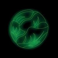 Green neon sign showing a cabbage on black background vector