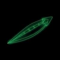 Green neon arrow pointing up right on black background vector