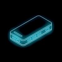 Neon usb hub providing multiple connections for devices vector