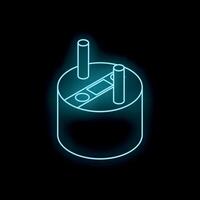 Glowing neon line type c plug adapter icon isolated on black background vector