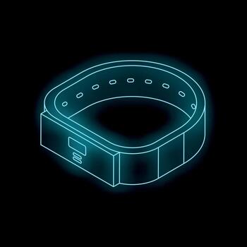 Neon smartwatch showing steps counter app on dark background vector