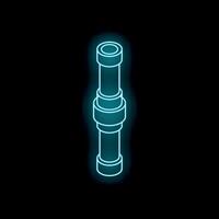Glowing neon icon of pipe connecting on black background vector
