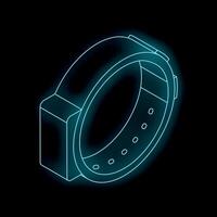 Glowing lines forming smart watch on black background vector
