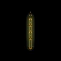 Glowing neon tower standing tall on black background vector