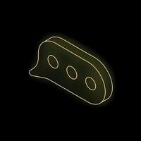 Neon yellow speech bubble isometric symbol on black background vector
