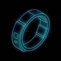 Futuristic smartwatch glowing in the dark with copy space vector