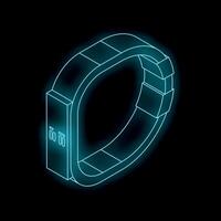 Neon fitness tracker isometric projection glowing on black background vector