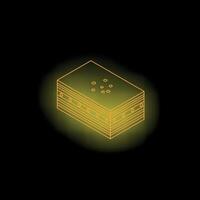 Neon baklava icon glowing on dark background vector
