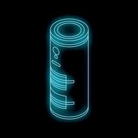 Neon smart speaker voice assistant glowing on black background vector