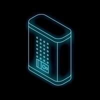 Glowing neon line smart home column speaker on black background vector