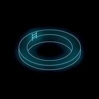 Neon blue circle ladder floating glowing shape design element vector