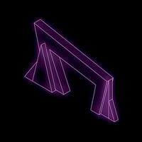 Purple neon abstract shape glowing on black background vector