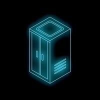 Glowing neon locker on black background representing school and education vector