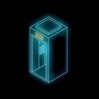 Neon elevator sign glowing in dark background vector