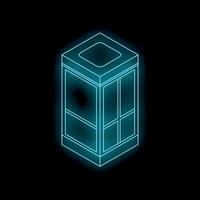 Neon elevator isometric illustration on black background vector
