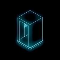Neon elevator glowing in the dark background vector