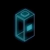 Neon elevator on black background isometric view vector