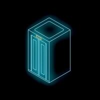 Glowing neon elevator on black background vector