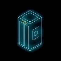 Neon elevator icon glowing on dark background vector
