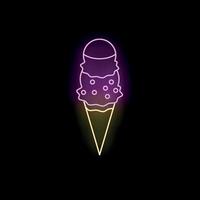 Neon sign showing delicious ice cream cone with sprinkles vector