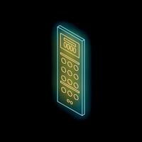 brillante neón línea remoto controlar en negro antecedentes isométrica ver vector