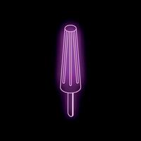 Bright pink neon sign showing an ice cream on a stick on black background vector