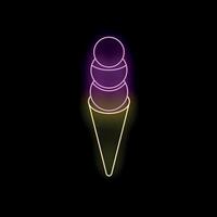 Neon sign representing delicious ice cream with three scoops vector