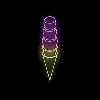 Neon ice cream cone shining brightly in the dark vector