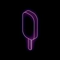 Neon ice cream popsicle glowing on dark background vector