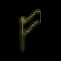 Neon yellow flag waving on flagpole isometric right view vector