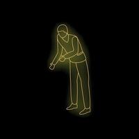 Businessman showing something with neon light effect on black background vector