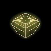Neon yellow glowing smart speaker voice assistant device vector