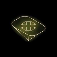 Neon icon of sim card with flag of great britain glowing in dark background vector