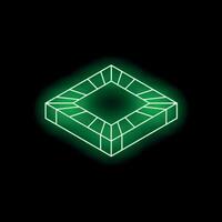 Neon green square with empty space is glowing in dark space vector