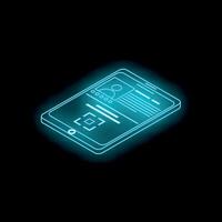 Smartphone showing user profile with qr code isometric icon illustration vector