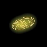 Yellow neon sign showing concentric circles on black background vector