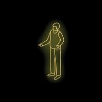 Neon style businessman pointing aside while explaining something vector
