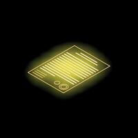 Neon yellow signed document icon on black background vector