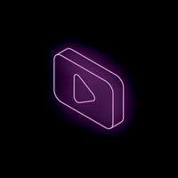 Neon pink play button icon glowing on black background vector